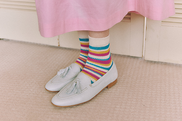 Mesh Multicoloured Stripe Low Crew Socks メッシュマルチボーダーショートソックス